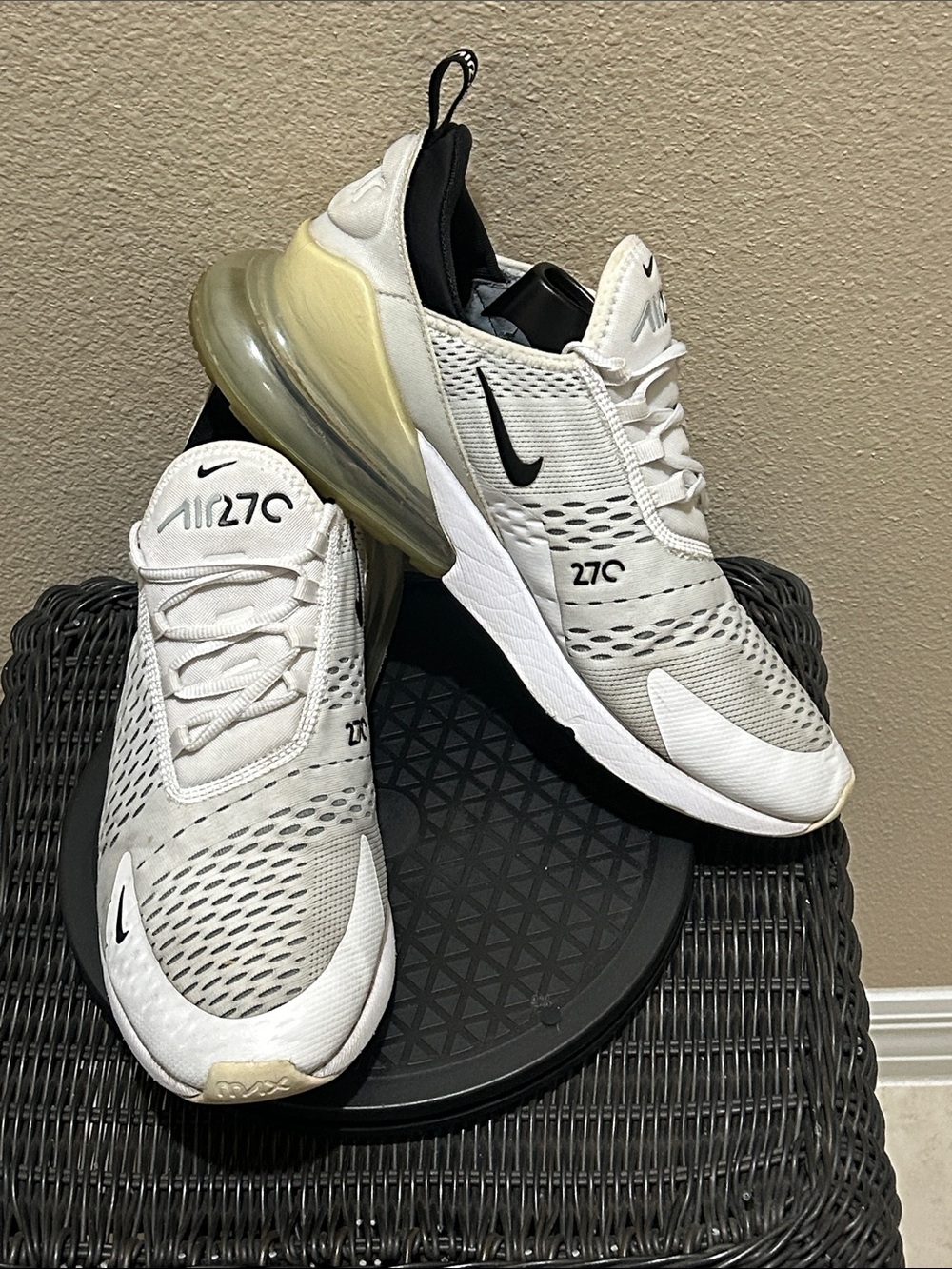 Size 12 Nike Air Max 270 White Black AH8050-100
